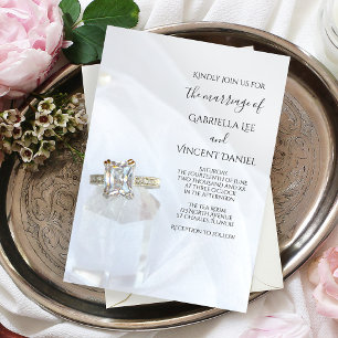 Square Diamond Ring och Pillar Crystal Bröllop Inbjudningar
