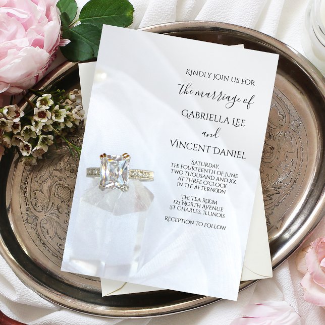 Square Diamond Ring och Pillar Crystal Bröllop Inbjudningar (Skapare uppladdad)