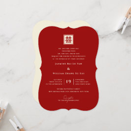 Square Dubbla Happiness Classic Chinese Bröllop Inbjudningar