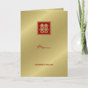 Square Dubbla Happity Guld Chinese Bröllop Menu Kort