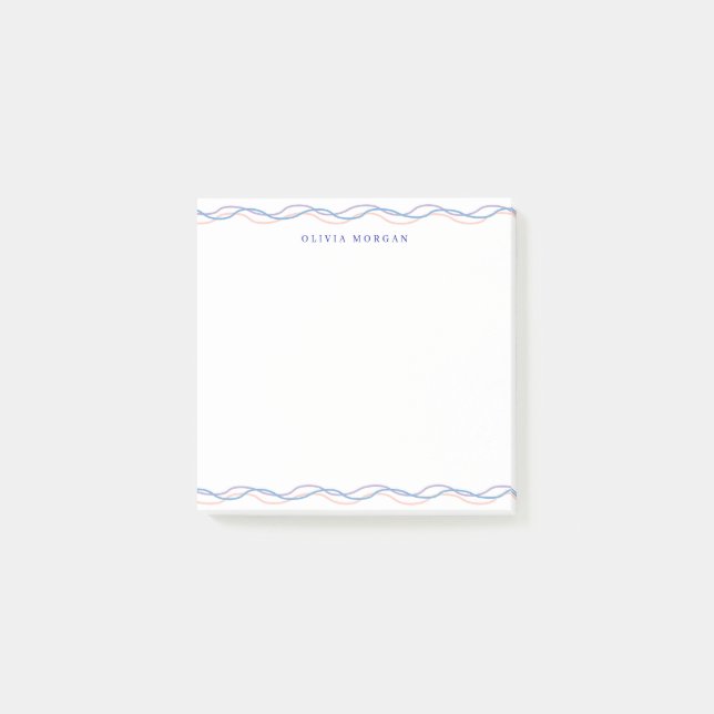 Square Elegant wavy border soft pastel Post-it Block (Framsida)