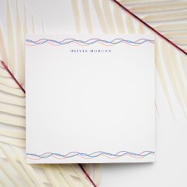 Square Elegant wavy border soft pastel tones Anteckningskort