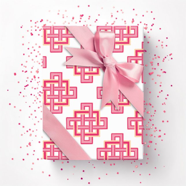 Square Endless Knot in Pink and Orange Presentpapper (Skapare uppladdad)