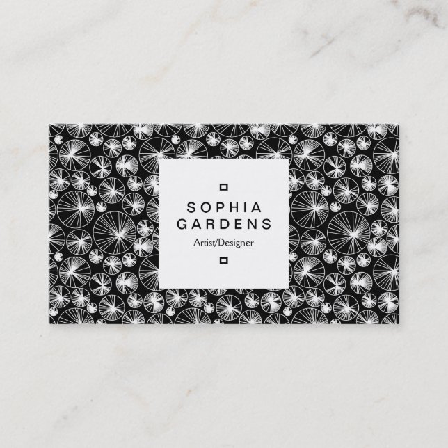 Square-etikett 03a - Ray Circles Visitkort (Framsida)