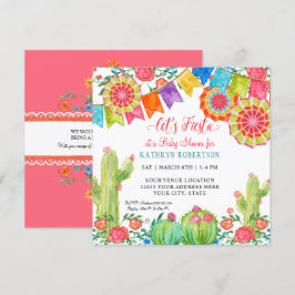 Square Fiesta Cactus Baby Shower Girl Papprare Flä Inbjudningar