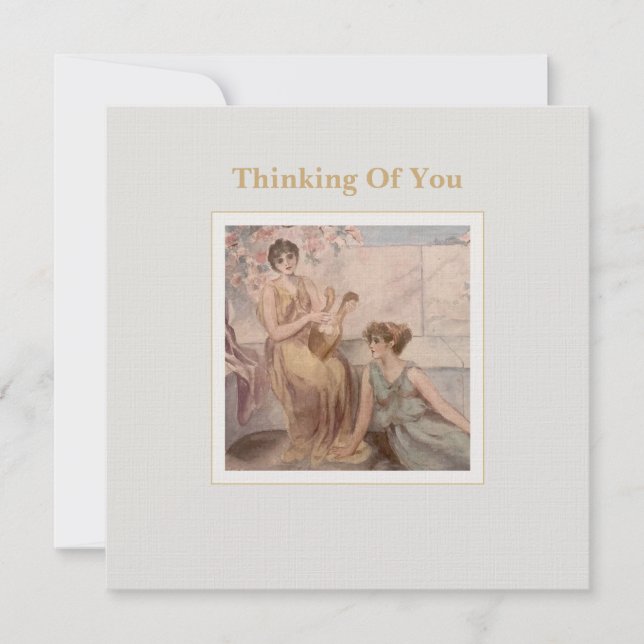 Square Flat Greeting Card | Classical Art Thinking Kort (Framsida)