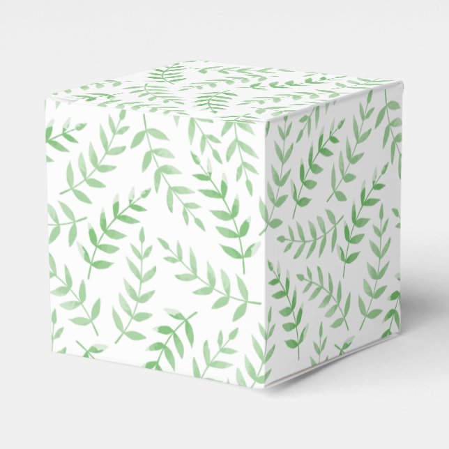 Square gift box - Leaves - green Presentaskar (Framsidan Sidan)