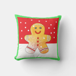 Square Gingerbread Boy Snow Pillow Kudde
