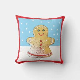 Square Gingerbread Girl Snow Pillow Kudde