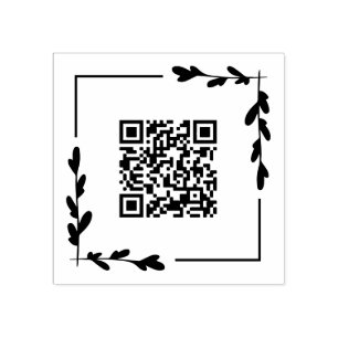Square Greenery Ram Din QR-kod Stämpel