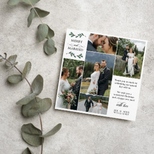 Square Grönt Mistletoe Merry Married jul Tack Kort