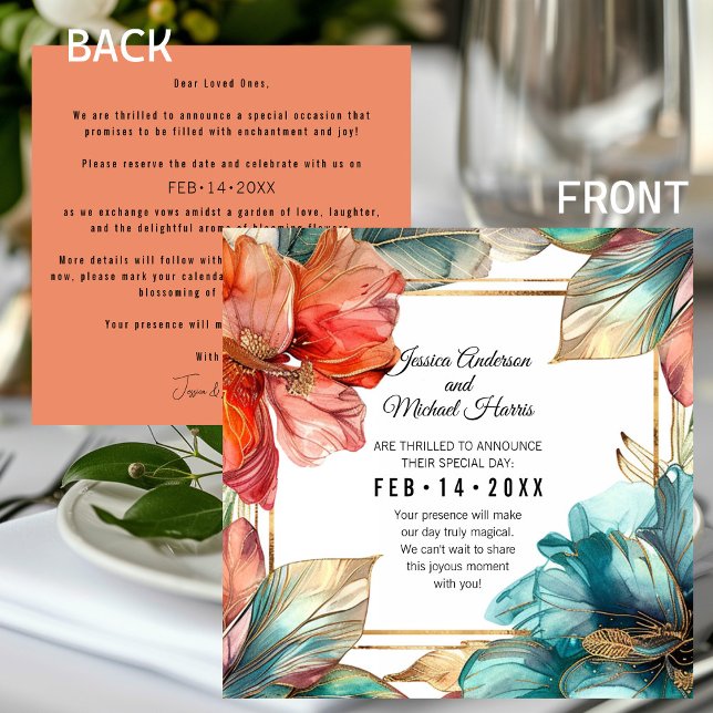 Square Hibiscus Sergranat Paradise Spara Datumet (Square Hibiscus Serenade Paradise Save The Date card. Please explore the wide collection!  ❤️💍)