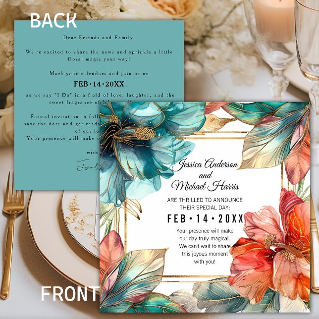 Square Hibiscus Sergranat Paradise Spara Datumet (Square Hibiscus Serenade Paradise Save The Date flat card. More matching stationary available.)