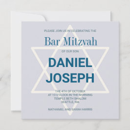 Square jewant star Pub Mitzvah-inbjudan - blått Inbjudningar
