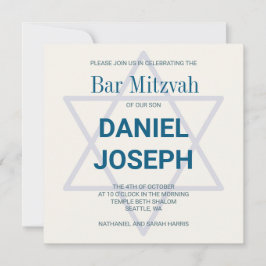 Square jewant star Pub Mitzvah-inbjudan Inbjudningar