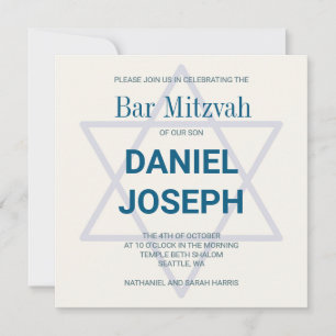 Square jewant star Pub Mitzvah-inbjudan Inbjudningar