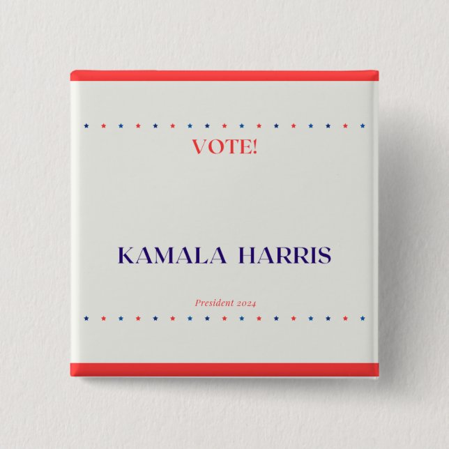 Square Kamala Harris Button Knapp (Framsida)