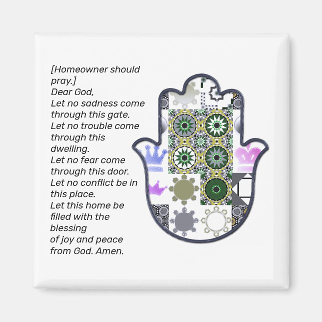 Square Khamsa Hand Magnet 1 Owner (Framsidan)