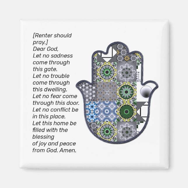 Square Khamsa Hand Magnet 2 Renter (Framsidan)