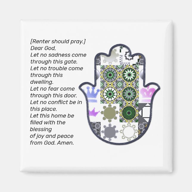 Square Khamsa Hand Magnet Renter (Framsidan)