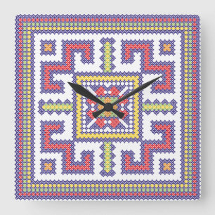 Square kor-stitch mönster fyrkantig klocka