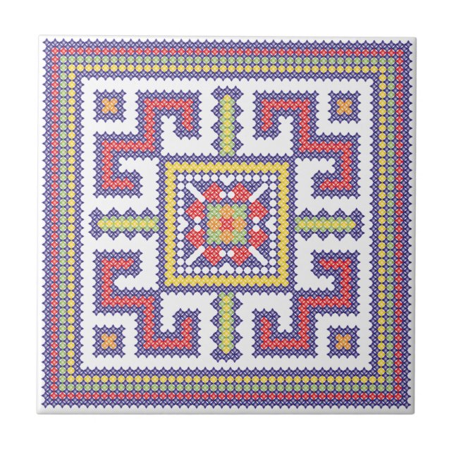 Square kor-stitch mönster kakelplatta (Framsidan)