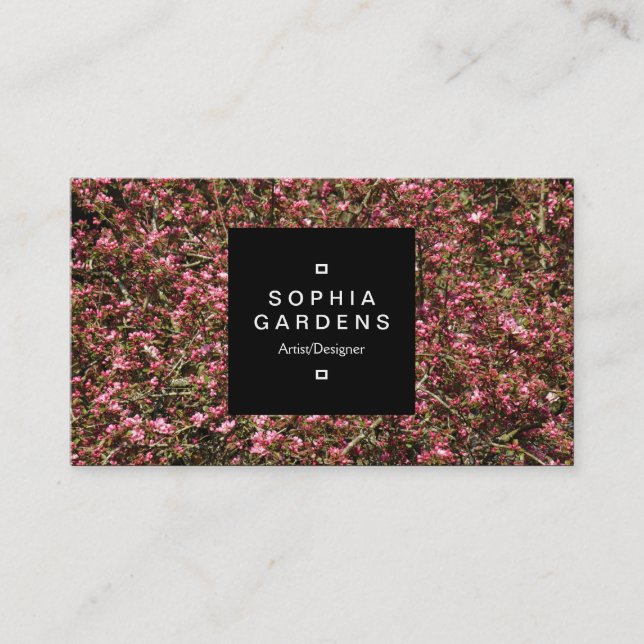 Square Label 01a - Rosa Cherry Blommar 02 Visitkort (Framsida)