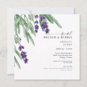 Square Lavender Möhippa Brunch & Bubble Shower Inbjudningar