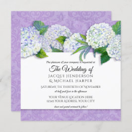Square Lila Damask Hydrangea Blommigt Bröllop Inbjudningar