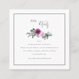 Square Magenta Pink Floral Framed White Details Tilläggskort