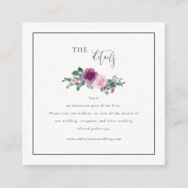 Square Magenta Pink Floral Ivory Details Tilläggskort