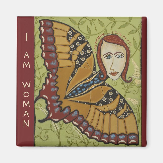 Square Magnet - jag är Woman Butterfly (Framsidan)