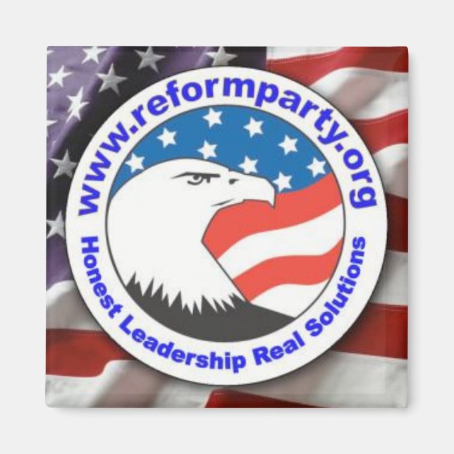 Square Magnet med Reform Party Logotyp (Framsidan)