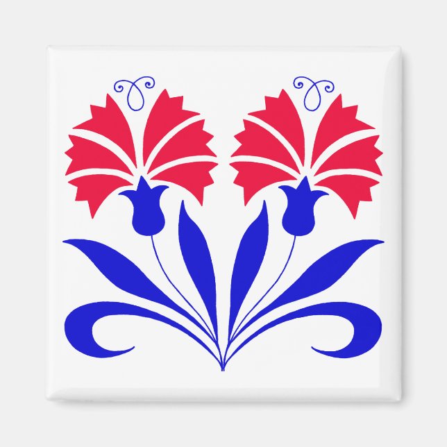 Square Magnet med slovenska nejlikor (Framsidan)