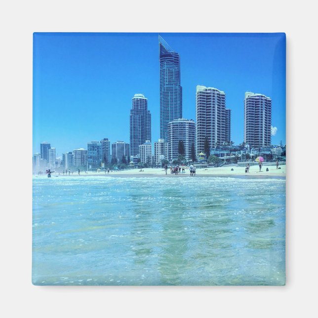 Square Magnet med tanke på Surfers Paradise. (Framsidan)