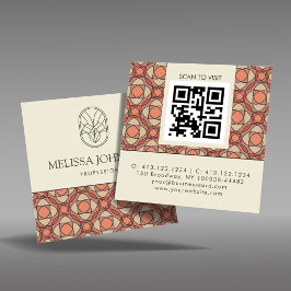 Square Mid-Century Modern Pattern QR Fyrkantigt Visitkort