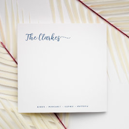 Square Minimalist Navy Blue Family Stationery  Anteckningskort