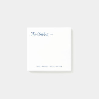 Square Minimalist Navy Blue Family Stationery  Post-it Block