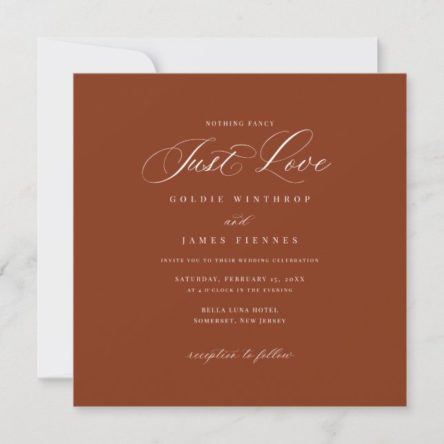 Square Modern Calligraphy Plain Wedding-inbjudan Inbjudningar (Framsida)