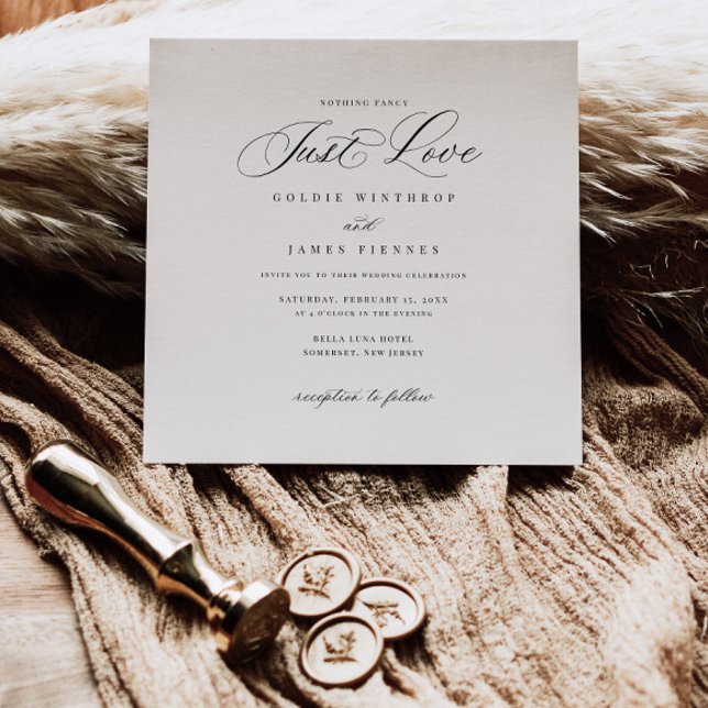 Square Modern Calligraphy Plain Wedding-inbjudan Inbjudningar (Skapare uppladdad)