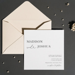 Square Modern Heart Calligraphy Bröllop Inbjudningar