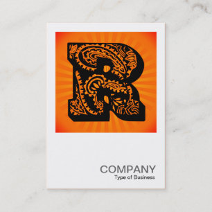 Square Monogram - Paisley Sunburst - R Visitkort