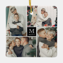 Square Monogram Simple Photo Collage jul Julgransprydnad Keramik