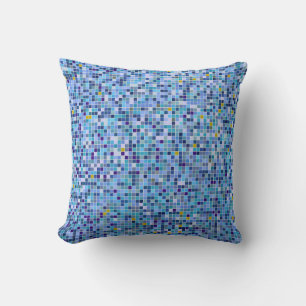 Square Mosaic Blue Tones Tile Mönster Kudde