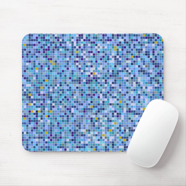 Square Mosaic Blue Tones Tile Mönster Musmatta (Med mus)