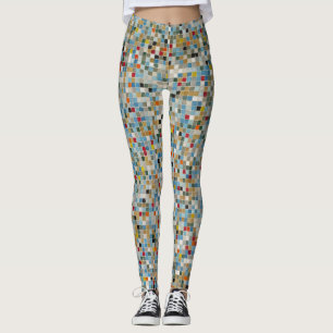 Square Mosaic Multi-färgad Tile Mönster (foto) Leggings