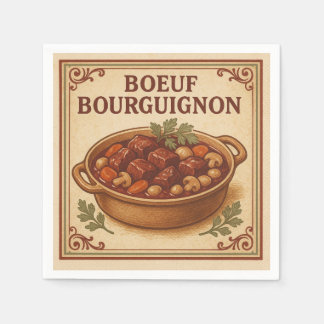 Square Napkin  Boeuf Bourguignon, Retro Style Pappersservett