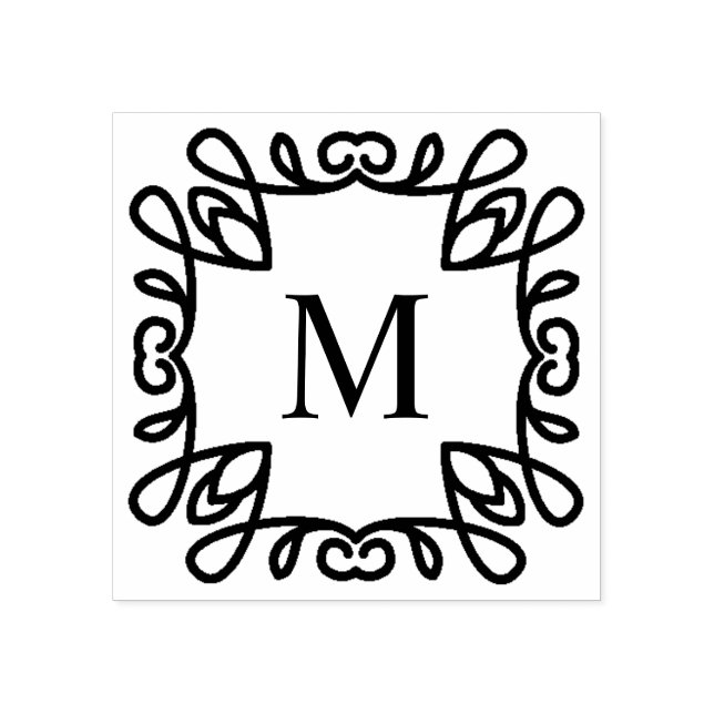 Square Ornate Monogram Stämpel (Tryck)