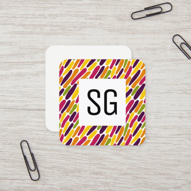 Square Panel - Initialer - Färg Stänk 030322 Fyrkantigt Visitkort (Fram/Back In Situ)