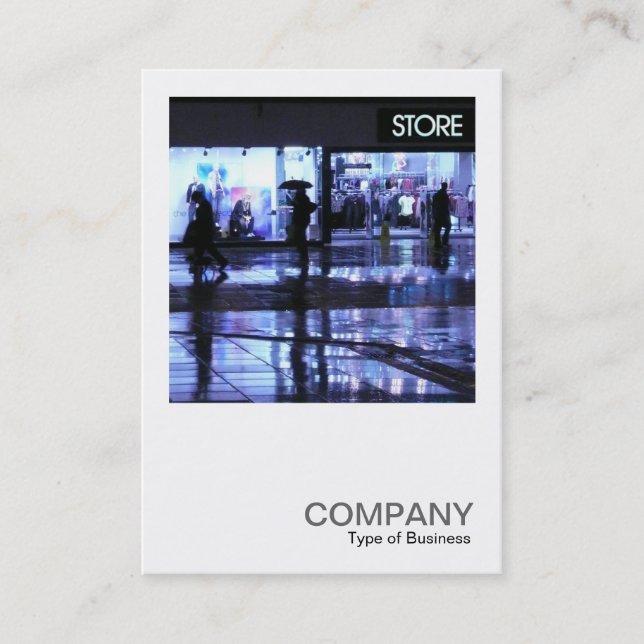 Square Photo 0221 - Shopping in the Rain Visitkort (Framsida)